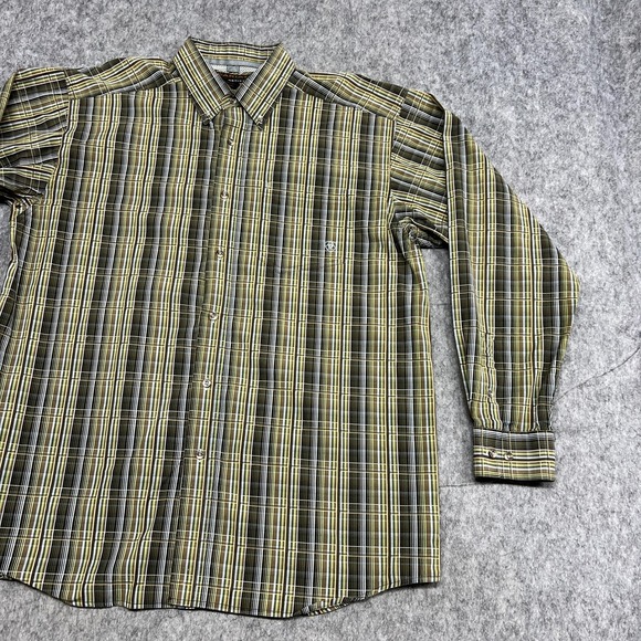 Ariat Pro Series Shirt Mens XL Green Brown Plaid Button Down Western Long Sleeve - Picture 5 of 16